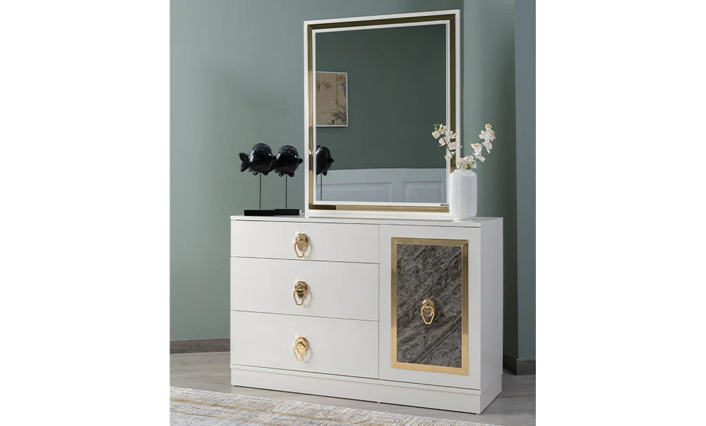 Gold discount mirrored dresser