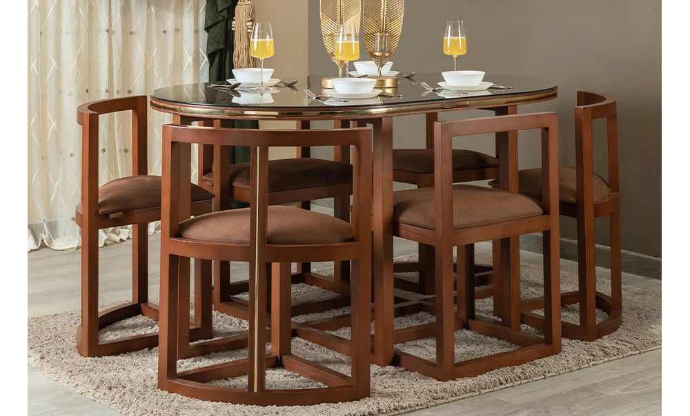 Round table with chairs underneath deals