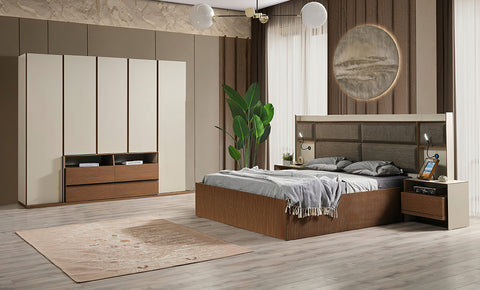 new Milano 6-Pieces King Bedroom Set - 180x200 cm FREE MIRROR UNIT - MK Kabbani Furniture