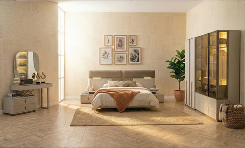 Renaissance 6 PC Full Bedroom Set - Hydraulic Bed 180x200 cm with wardrobe