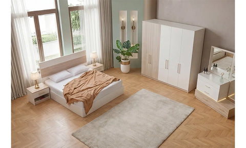 Loutis Bedroom Set with Wardrobe – Queen / King / Super King Size (6 Pieces)