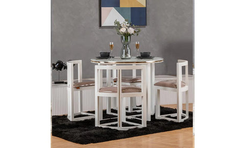 T-11 Dining Set 4-seater (White) - MK Kabbani Furniture