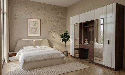 Sky Bedroom Set with Wardrobe – King Size (6 Pieces)