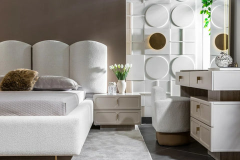 Danty 7 PC Full Bedroom Set - 180x195  cm with wardrobe - MK Kabbani Furniture