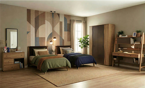    غرفة نوم شبابيه تومريس ( 2 سرير )- كاملة مع الدولاب/  7 قطع 