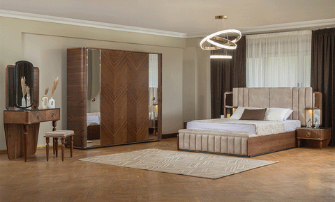 بلاك غرفة نوم كاملة 8 قطع 180*200 مع خزانة