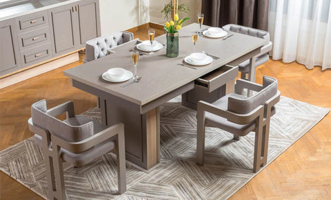 Latte dinning table - 8 chairs - MK Kabbani Furniture