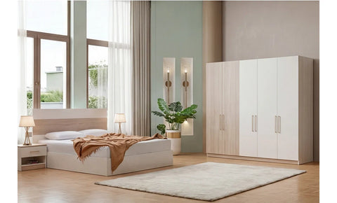 Loutis Bedroom Set with Wardrobe – Queen / King / Super King Size (6 Pieces)