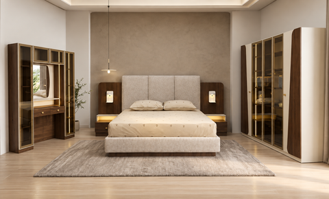 Miami Bedroom Set with Wardrobe – King Size (6 Pieces)