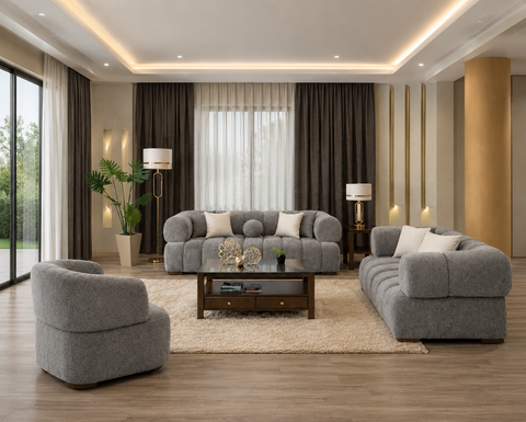 Velvet sofa set 3+2+1 ( Gray )