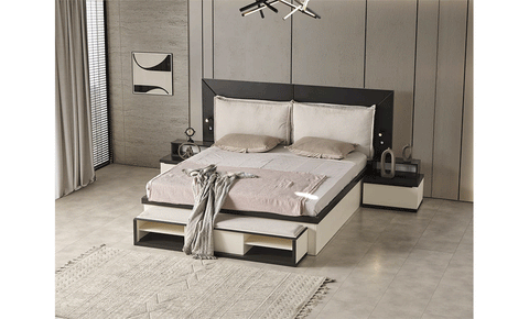 Aroma 8 PC Full Bedroom Set - 180x200  cm with wardrobe - MK Kabbani Furniture