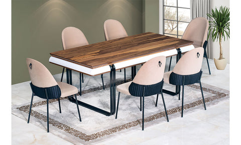 Yields Dining Room (Dining Table - 6 Dining Chairs) - MK Kabbani Furniture