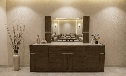 سفرة فايفنس ( طاولة +  6 كراسي + بوفيه بالمراية  )      