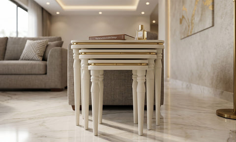 Milan side tables 3 PCS ( Cream color )
