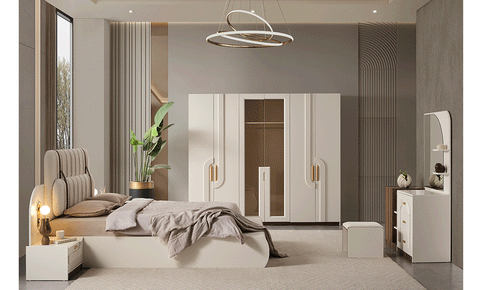 RENTA Monaco 8 PC Full Bedroom Set - 180x200 cm with wardrobe
