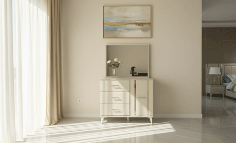 غرفة نوم كامله بادي فيرا جولد مع مرتبة - 7 قطع