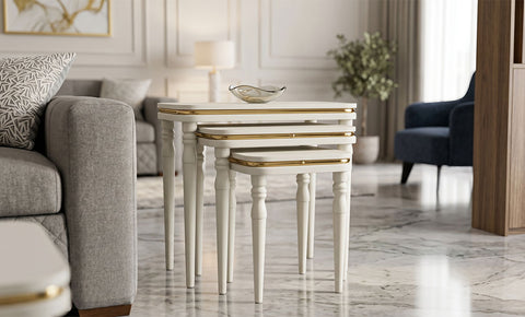 Milan side tables 3 PCS ( Cream color )