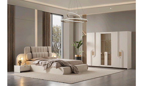 RENTA Monaco 8 PC Full Bedroom Set - 180x200 cm with wardrobe