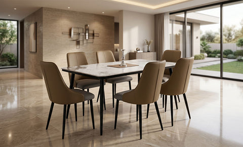 Ceramic Dining set 6 seater ( Camel color )