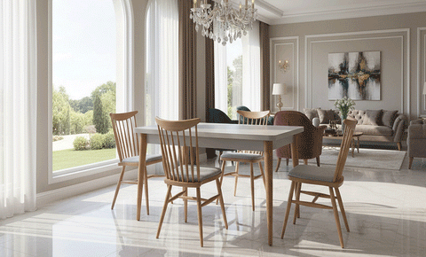 ريترو لون ابيض - طاولة طعام  4 مقاعد    