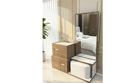 Vivense  8 PC Full Bedroom Set - 180x200  cm with wardrobe