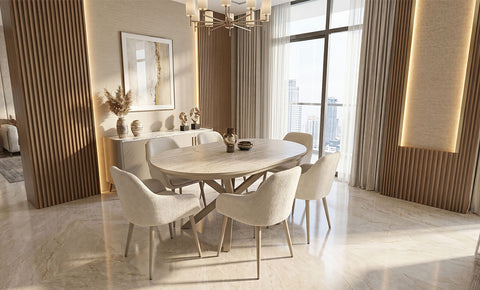 INCA  Dining Set 6-seater ( beige color )