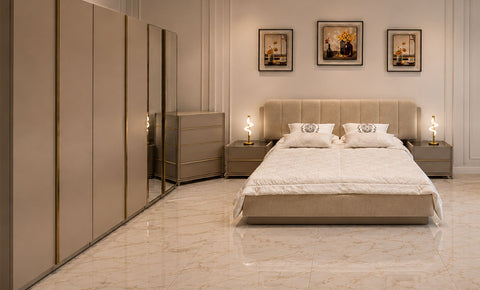 Afana Full Bedroom with Wardrobe –  King Bed (8 Pieces)