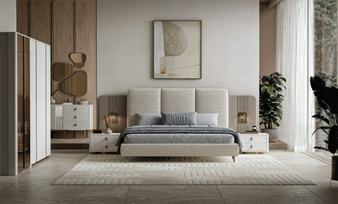 Albeto 6 PC Full Bedroom Set - 180x200 cm with wardrobe