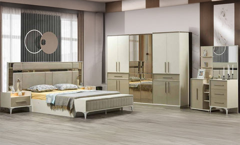 Mona 8-pieces king Bedroom set 180*200 cm                                                                                     ( FREE MIRROR UNIT + DRAWER UNIT) - MK Kabbani Furniture