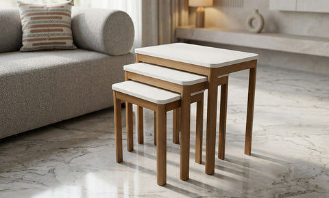 Vetro side tables 3 PCS ( Cream color )