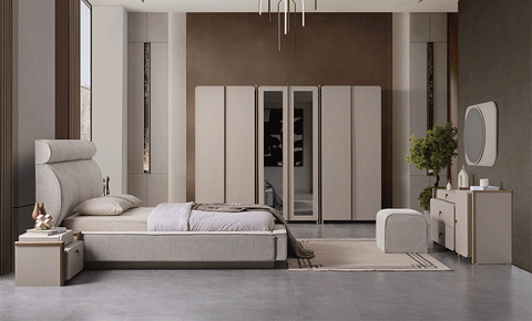 Retro  7 PC Full Bedroom Set - 180x200 cm with wardrobe