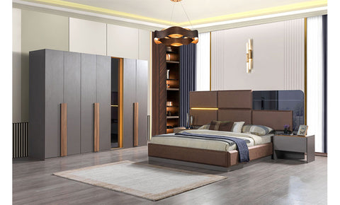 Peru 8-pieces  king Bedroom set 180*200 cm                                                                                           ( FREE MIRROR UNIT + DRAWER UNIT) - MK Kabbani Furniture