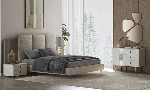 Albeto 6 PC Full Bedroom Set - 180x200 cm with wardrobe