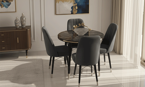 Mini Masa Round Dining Set 4-seater (Black)