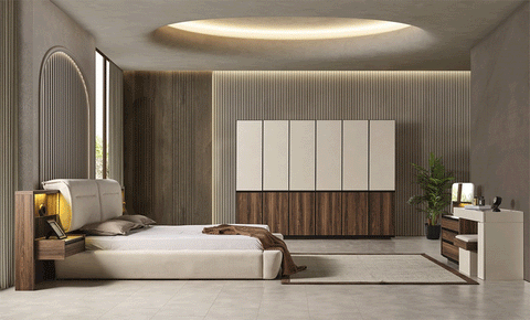 Napoli 8 PC Full Bedroom Set - 180x200  cm with wardrobe - MK Kabbani Furniture