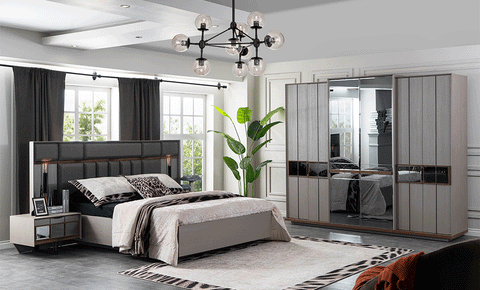 Gusto 7 PC Full Bedroom Set - 180x200 cm with wardrobe