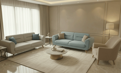 TROY sofa set  ( 3+3+1 ) Turquoise * beige