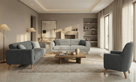 TROY sofa set  ( 3+3+1 ) Gray color