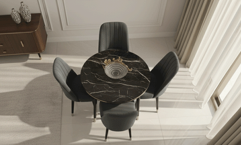 Mini Masa Round Dining Set 4-seater (Black)