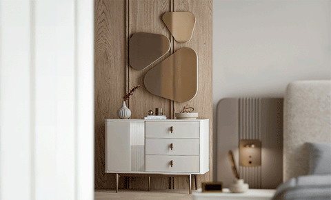 Albeto 6 PC Full Bedroom Set - 180x200 cm with wardrobe