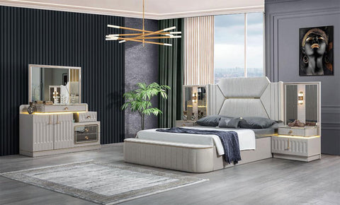 Atlas 8 PC Full Bedroom Set - 180x200 cm with wardrobe - MK Kabbani Furniture