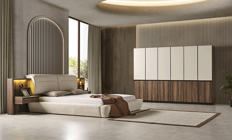 Napoli 8 PC Full Bedroom Set - 180x200  cm with wardrobe - MK Kabbani Furniture