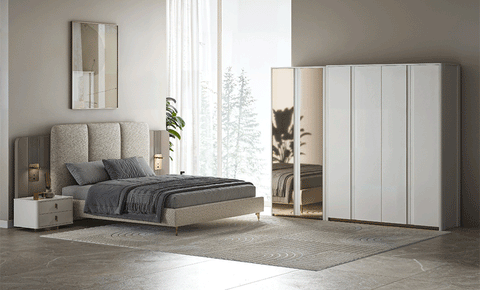 Albeto 6 PC Full Bedroom Set - 180x200 cm with wardrobe