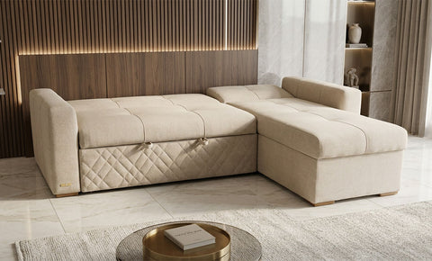 LEO -  L shape sofa bed - 2 seaters (Beige)