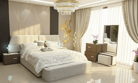 Vivense  8 PC Full Bedroom Set - 180x200  cm with wardrobe