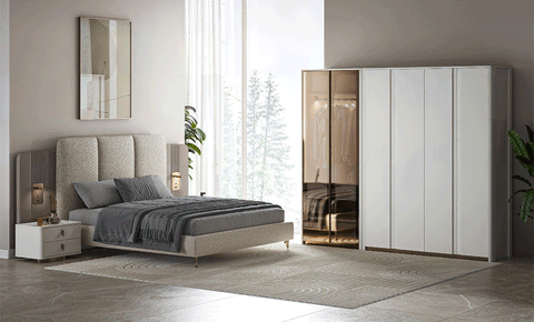 Albeto 6 PC Full Bedroom Set - 180x200 cm with wardrobe