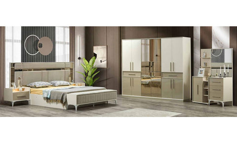 Mona 8-pieces king Bedroom set 180*200 cm                                                                                   ( FREE MIRROR UNIT + DRAWER UNIT) - MK Kabbani Furniture