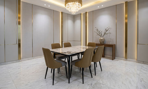 Ceramic Dining set 6 seater ( Camel color )
