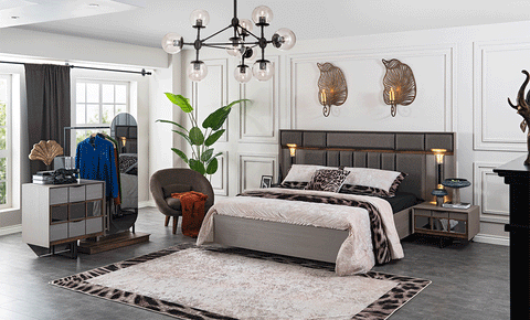 Gusto 7 PC Full Bedroom Set - 180x200 cm with wardrobe