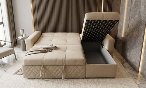 LEO -  L shape sofa bed - 2 seaters (Beige)